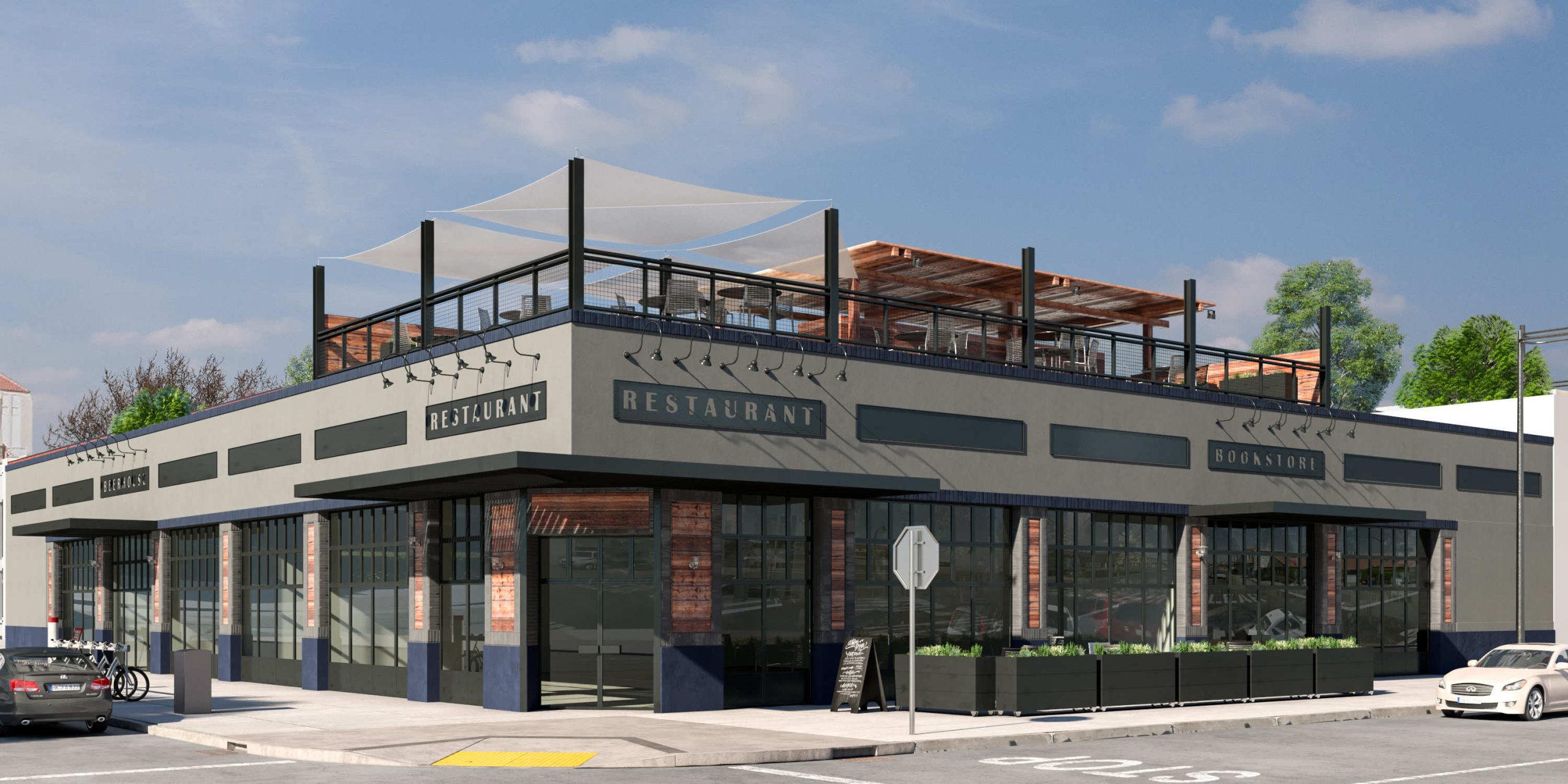 Industrial Building to Restaurant Exterior