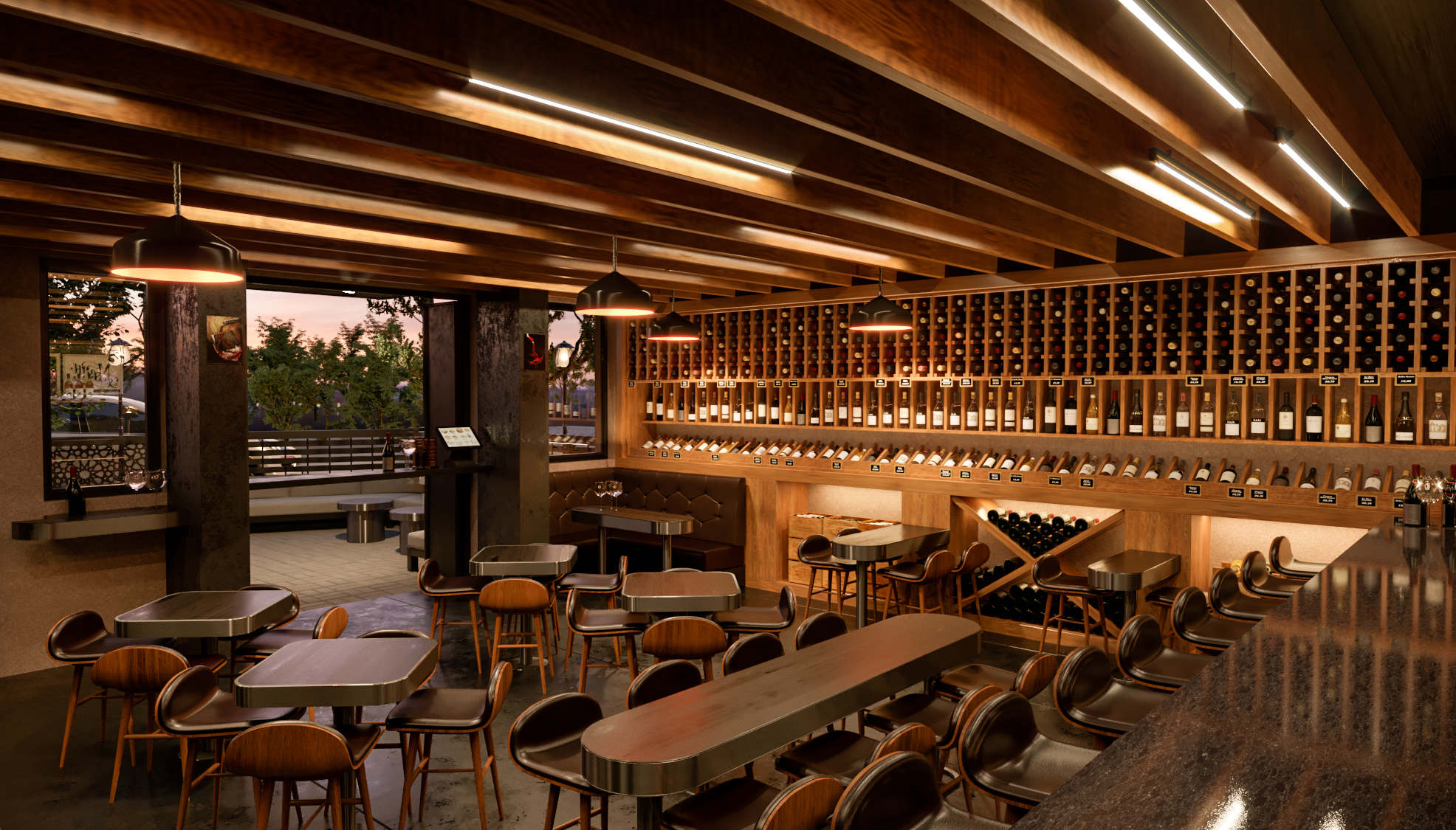 Wooden Wine Bar Interior